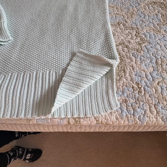 Pale Mint Pastel Lucky Brand Cotton-Blend Pullover V-Neck Sweater - Picture 6 of 8